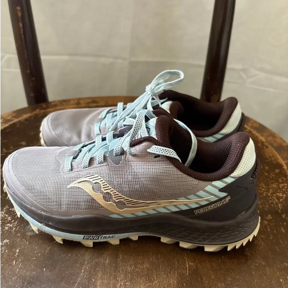 Saucony Peregrine 11 Womens Size 7 Gray Brown Athletic Running Shoes Sneakers - Picture 3 of 7